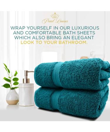 Pearl Linens Cotton Bath Sheet Pack of 2 - Quick Dry & Absorbent Oversize Towels for Hotel & Spa | Super Soft Teal Bath Sheet Set 35x70 - Buy Online on SooperMarket.com