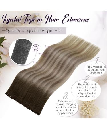 LAAVOO Ombre Blond Real Hair Tape Extensions - 55cm Invisible Seamless #4/7/80 | International Shipping - Buy Online on SooperMarket.com