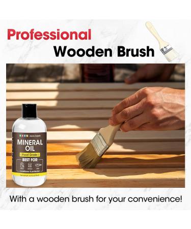 AZEN 16oz Food Grade Mineral Oil for Cutting Boards - Protect & Restore Wood with Brush - Buy Online on SooperMarket.com