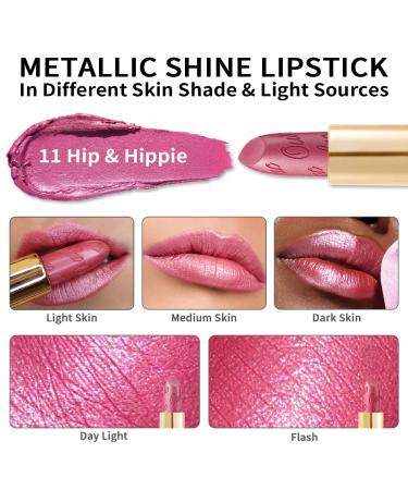 Oulac Metallic Pink Lipstick | Long-Lasting Vegan Lipcolor | Metallic Rose Shade | Cruelty-Free Lip Makeup - 4.3g - Buy Online on SooperMarket.com