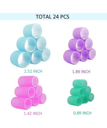 Jumbo Hair Rollers Set Hair Rollers Self Grip Curlers For Long Hair No Heat Curlers Heatless Hair Rollers With Clips & Comb 24 Packs (Blue Purple Red Green 24Pcs) - Buy Online on SooperMarket.com