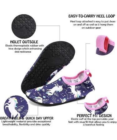 HIITAVE Kids Water Shoes - Non-Slip Aqua Pool Socks for Boys & Girls - Toddler 12-13 Little Kid - Purple/Unicorn - Buy Online on SooperMarket.com