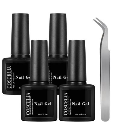 COSCELIA Anti-Freezing Peel Off Gel - Liquid Latex Nail Skin Protection with Curved Tweezers for Nail Art - 8077 - Buy Online on SooperMarket.com