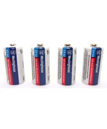 4X Westinghouse 2/3 AA Ni-Mh Battery Batteries Rechargeable 1.2 V Volt 150 mAh Reusable Chargeable by JL Missouri Parts
