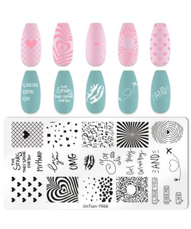 RUNRAYAY Nail Art Stamping Plate Love Heart Template Image Plates Nail Art Tools for Valentine'S Day