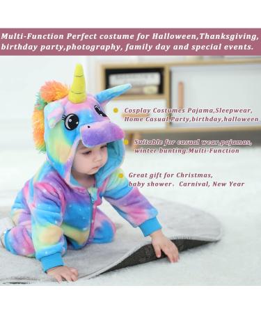 Doladola Baby Unicorn Romper | Flannel Animal Hooded Jumpsuit | 18-24 Months | Multicolor | Infant Outfit - Buy Online on SooperMarket.com