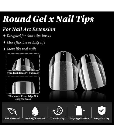 LuckForever 300pc Oval Gel Nail Tips - Short Clear Press On Nails for Acrylic Extensions | Full Cover Soft Gel Fake Fingernails - Buy Online on SooperMarket.com