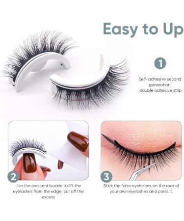 Self Adhesive False Eyelashes 3 Different Types Adhesive Lashes No Glue Needed Reusable Waterproof False Eyelashes Natural Look for Makeup 3 Pairs - Buy Online on SooperMarket.com