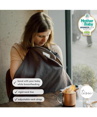 Organic Muslin Nursing Cover for Breastfeeding & Pumping | Multi-Use Breastfeeding Apron, Shawl, Car Seat & Stroller Cover | Breathable Cotton | Pastel Colors - Dark Brown by TISU - Buy Online on SooperMarket.com