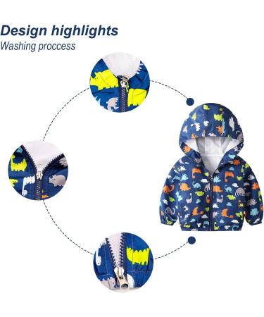 JinBei Toddler Kids Hooded Jacket - Waterproof Windbreaker Coat for Boys | 1-7 Years - 120 Bleu - Buy Online on SooperMarket.com