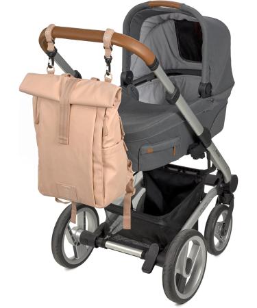 Buy Sustainable Casual Baby Diaper Backpack - Rolltop Design Stroller Attachment Bottle Holder | Peach Rose - Buy Online on SooperMarket.com