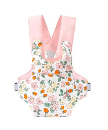 GAGAKU Baby Doll Carrier Doll Accessory Stuffed Animal Carrier with Adjustable Straps for Kids Pink - Strawberry Flowers 8_strawberry Flowers