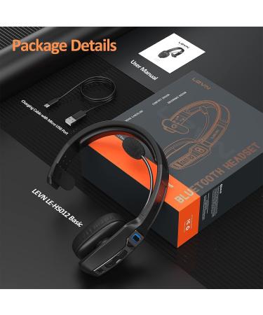 LEVN Bluetooth Headset with AI Noise Cancelling & Mute Button | 60 Hrs Working Time | Trucker Wireless Headphones | Ideal for Home Office & Remote Work - Buy Online on SooperMarket.com