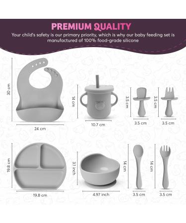 CHEEKYCHOPS 9 PCS Baby Weaning Set & Ebook - Slate Grey | Baby Plate, Bib, Cup, Bowl, Spoon & Recipe Ebook - Buy Online on SooperMarket.com