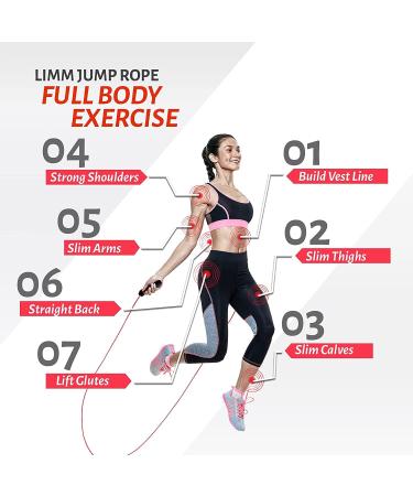 Limm Adjustable Jump Rope for Workout - Tangle-Free with Comfortable Foam Handles - Ideal for Slimming Cardio & Endurance Training - Red - Buy Online on SooperMarket.com