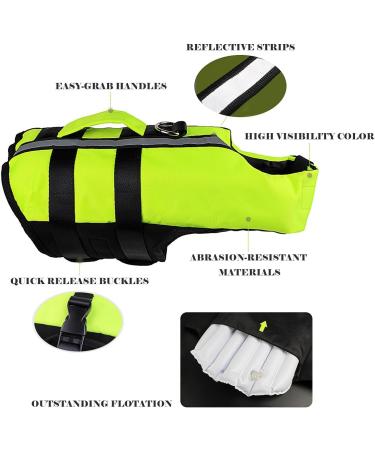 NAMSAN Small Dog Life Jacket | Inflatable Vest with Reflective Stripe & Safety Handle | Adjustable Buoyancy Aid | Puppy Flotation Jacket in Green-S - Buy Online on SooperMarket.com