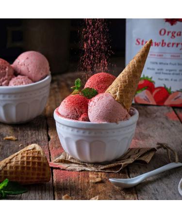 Organic Freeze Dried Strawberry Powder (4 oz) - Vegan Superfood for Baking, Smoothies, and Keto/Paleo Diets - Buy Online on SooperMarket.com