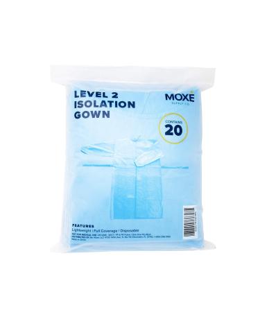 MOXE Level 2 Disposable PPE Isolation Gowns - Fluid Resistant, Lightweight, Full Coverage Aprons - 20 Pack - Buy Online on SooperMarket.com
