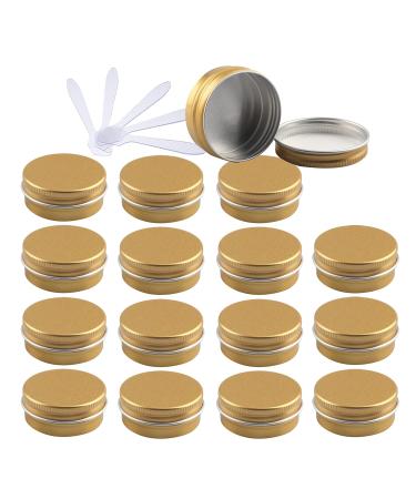Zeoabsy 96 piece 15ml gold aluminum empty doses with screw cover round aluminum tantrum CREPONTING SCHROFTINE ALUDOSE TINS for cosmetics candle ointments 12x spatula gold 15ml