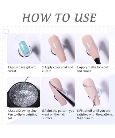 Metallic Painting Gel Nail Polish - Mirror Gold Liner Gel Polish - 3D Metal Painting Nail Varnish - Metal Painting Gel - Mirror Nails Finish - Nail Liner Painting Gel Polish DIY Nail Drawing at Home - Buy Online on SooperMarket.com