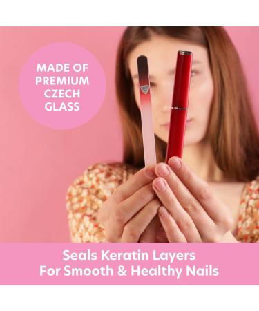 Premium Glass Nail File with Case | Czech Glass Manicure Tool | Precision Smooth Finish | Bona Fide Beauty Black Red - Buy Online on SooperMarket.com