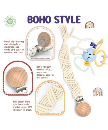 Braided Handmade Pacifier Clip Set - 3 Pack Neutral Baby Pacifier Holder Straps - Buy Online on SooperMarket.com