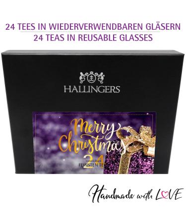 Hallingers Merry Christmas Tea Gift Set | 24 Vegan Varieties in Screw Glasses | Perfect for Advent Mother's Day & Father's Day | Unique Gift Ideas for All Occasions - Buy Online on SooperMarket.com