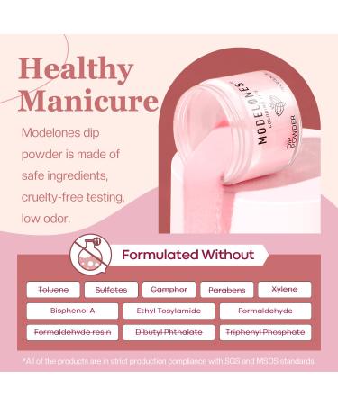 Modelones 10 Pcs Dip Powder Nail Kit Starter Set | Nude Pink Glitter Neutral Skin Colors | 15ml 2 in 1 Base & Top Coat Activator | Nail Art DIY Salon A1- Light Pink - Buy Online on SooperMarket.com