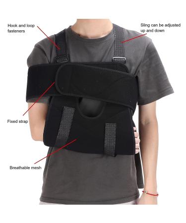 Adjustable Arm Sling Shoulder Immobilizer | Rotator Cuff Support Brace - Black - Buy Online on SooperMarket.com