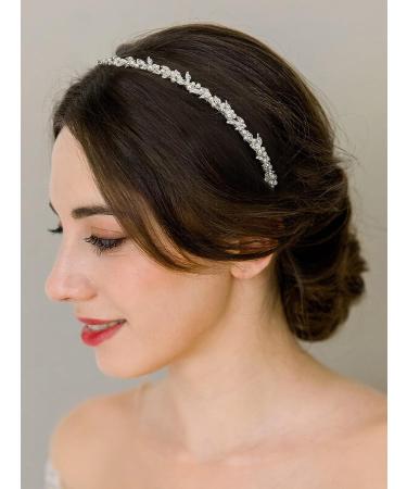 SWEETV Silver Crystal Rhinestone Bridal Headband with Pearls - Wedding Hair Accessories for Women - Buy Online on SooperMarket.com