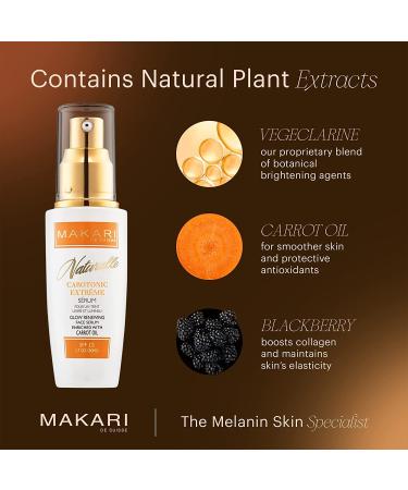 Makari Naturalle Carotonic Extreme Brightening Serum SPF15 (1.7 oz) - Brightening, Smoothing, & Healing for Oily, Acne-Prone Skin - Buy Online on SooperMarket.com