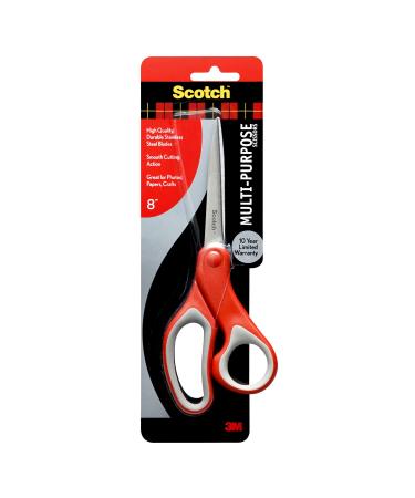 Scotch 8 Inch Multi-Purpose Scissors, Great for Everyday Use (1428),Red/Grey