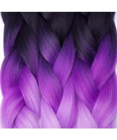 Buy Tess Braids Extensions 60cm - Jumbo KanCalon Ombre Hair Braids #52 Black/Purple - 100g Bundle for Box Braids - Buy Online on SooperMarket.com