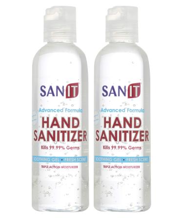 Sanit Moisturizing Hand Sanitizer Gel 70% Alcohol with Pump - Kills 99.99% Germs Advanced Formula with Vitamin E and Aloe Vera - Soothing Gel Fresh Scent Made in USA - 4 oz - 2 Pack 4 Fl Oz (Pack of 2)