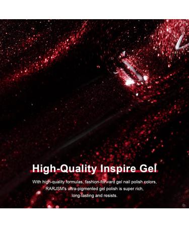 RARJSM Burgundy Cat Eye Gel Nail Polish - Diamond Black Red Velvet Glitter 15ml - UV LED Soak Off for Home Salon Christmas Manicure - Buy Online on SooperMarket.com