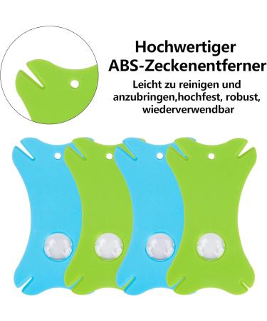 Qaziuy 4-Piece Tick Card Set with Magnifying Glass - Ideal for Pets & People - Durable Elastic Cord - Blue & Green - Buy Online on SooperMarket.com
