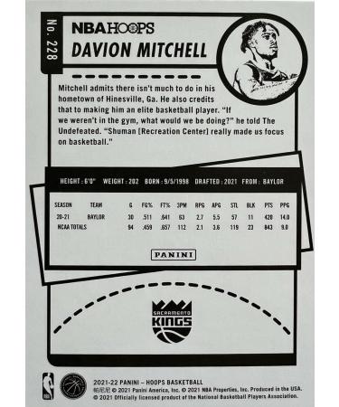 Sacramento Kings 2021-2022 Hoops Team Set with Davion Mitchell Rookie Card - Factory Sealed - Buy Online on SooperMarket.com