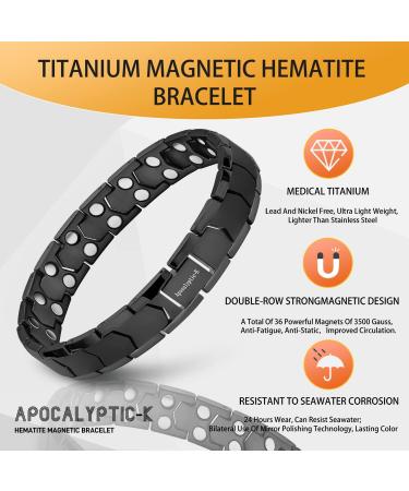Men's Pure Titanium Magnetic Bracelets - Double Powerful Magnets, Eliminate Static Electricity - Black Bracelets - Buy Online on SooperMarket.com