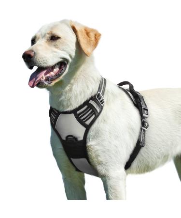 Eagloo dog harness Large dogs anti -train dog harness with reflex strips and control adjustable and adjustable dish Dog large chest harness for Labrador gray l l (1 Pack) gray