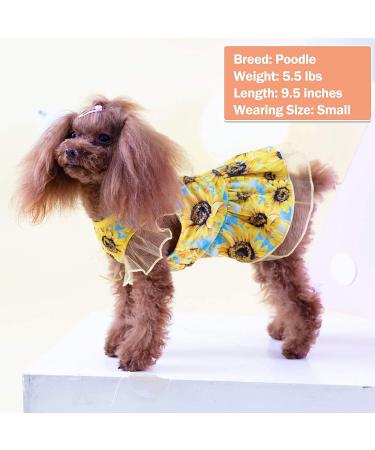 KYEESE Sunflower Dog Dress for Medium Dogs | Ruffle Sleeves Dog Apparel - Buy Online on SooperMarket.com
