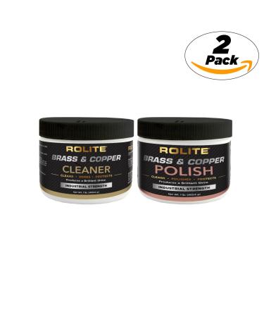 Rolite - RBCCP1#CP Brass & Copper Cleaner & Brass & Copper Polish (1lb) for The Ultimate Clean & Shine on All Metal Surfaces Combo Pack