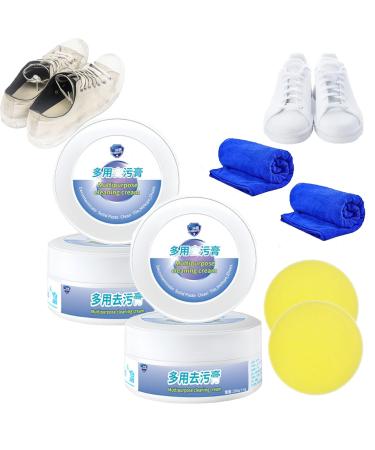 HOPASRISEE New Multi-functional Cleaning and Stain Removal Cream Multipurpose Cleaning Cream White Shoe Cleaner White Shoe Cleaning Cream with Sponge No Need to Wash Just Rub It Bright (2pcs)