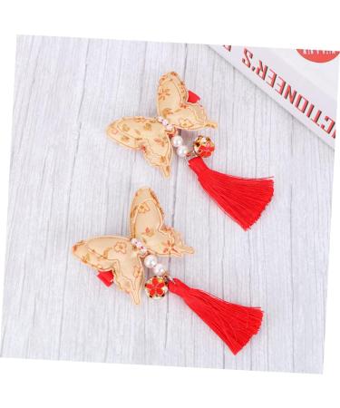ibasenice 2 Pairs Chinese Style Hairpin Tassels Barrettes Party Hair Clip Kids Hairpin for New Year Bows Hair Clips New Year Bobby Pin Japanese-style Hairpin Child Girl Side Clip - Buy Online on SooperMarket.com