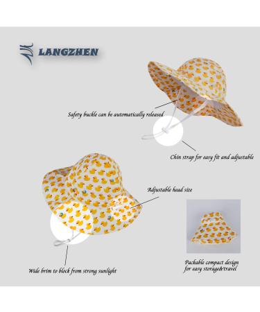 Lovely Duckling-yellow Baby Girls Sun Protection Hat | Adjustable Wide Brim Toddler Kids Hat for Beach Play | 6-12 Months - Buy Online on SooperMarket.com
