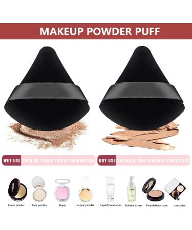 12 Pcs Powder Puff Makeup Triangle Powder Puff Soft Powder Puffs Sponge Reusable Makeup Triangle Sponges with Strap for Loose Powder Body Eyes Cosmetic Foundation Wet Dry Makeup Tool Black - Buy Online on SooperMarket.com