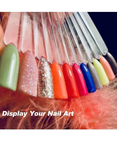 Hedmedum 100 PCS False Nail Art Tips Display Sticks with Metal Split Ring - Clear & White | Gel Polish Salon Practice Tools - Buy Online on SooperMarket.com