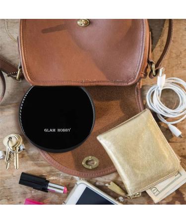 Portable Lighted LED Makeup Mirror 7X/1X Magnification | USB Rechargeable Compact Vanity Mirror with Dimmable Lights - Black - Buy Online on SooperMarket.com