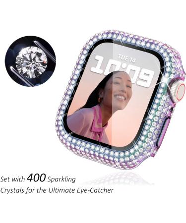 Surace Apple Watch Case 44mm with 300 Diamonds and Screen Protector - Rainbow Iridescent Bling Cover for Apple Watch Series 6/5/4/3/2/1 - Tempered Glass Protective Cover - Buy Online on SooperMarket.com