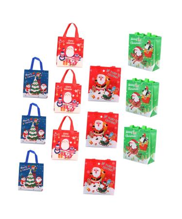 KOMBIUDA Santa Bags 12pcs Christmas Bag Bags Medium Size Grocery Candy Bag for Christmas Non-woven Bags