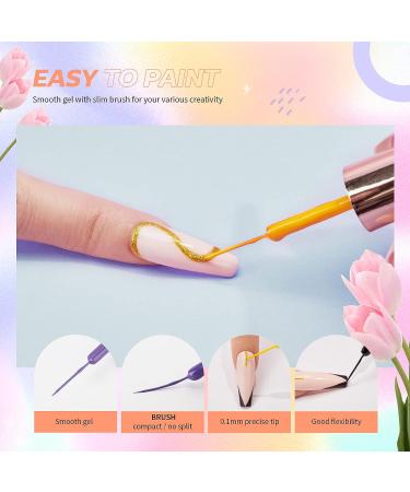 JOSLOVE Gel Liner Nail Art Gel Polish Set 12 Colors Tulip Gel Nail Polish Kit Built  Thin Nail Art Brush in Bottle  Gel DIY Nail Art Tools Gifts for Women Girls L122 C-LinerGel L122 - Buy Online on SooperMarket.com